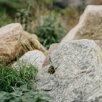 Eine Detailaufnahme eines Steinhaufens.